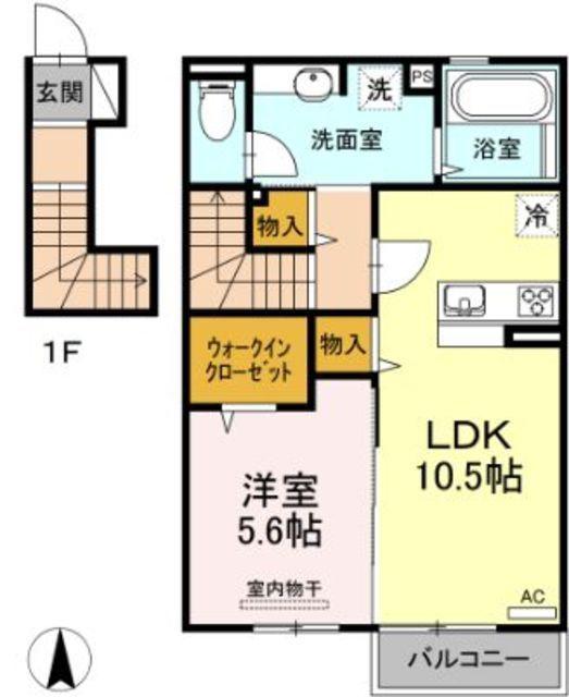 パレルモ(1LDK/2階)の間取り写真