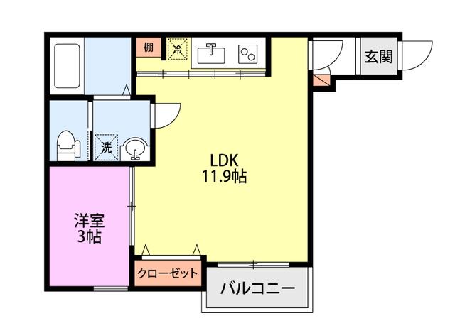 CORE・B(1LDK/2階)の間取り写真