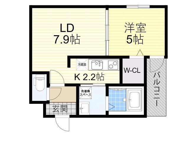 フジパレス住吉山之内2番館(1LDK/2階)の間取り写真