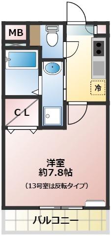 グランシャリオ(1K/1階)の間取り写真