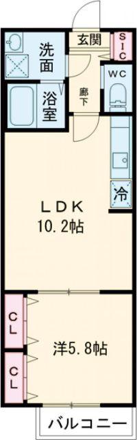 新狭山3丁目アパート(1LDK/1階)の間取り写真