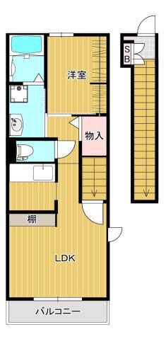 AZAVE十日市(1LDK/2階)の間取り写真