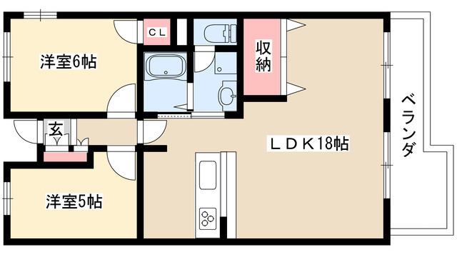 パピヨンヤシロ(2LDK/3階)の間取り写真