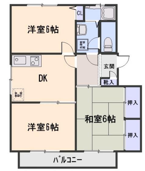ディアスU(3DK/1階)の間取り写真