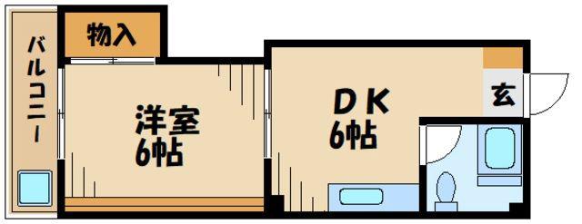 旭町ビル(1DK/2階)の間取り写真