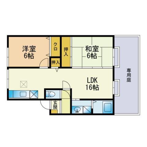 プレミール飯倉(2LDK/1階)の間取り写真