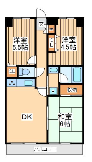 ルミエール山本(3LDK/2階)の間取り写真