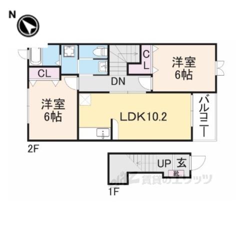 サンセールⅢ(2LDK/2階)の間取り写真