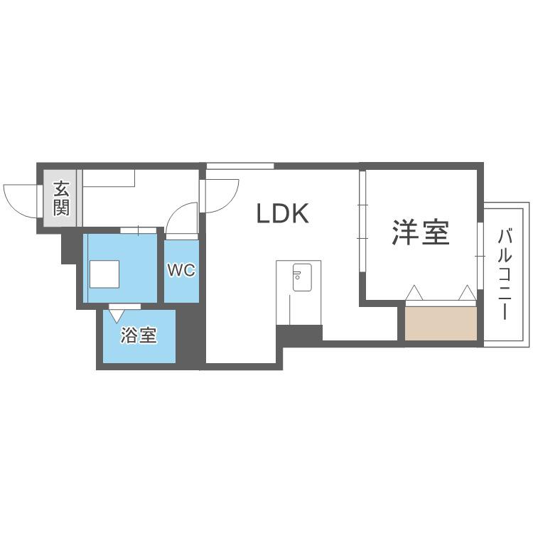 LA VITA COMODO SAPPORO(1LDK/2階)の間取り写真