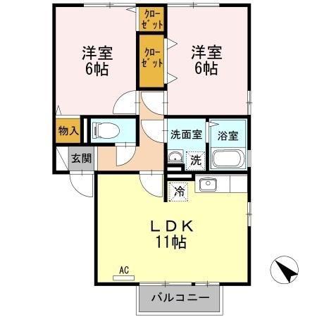 住営ハウス(2LDK/2階)の間取り写真
