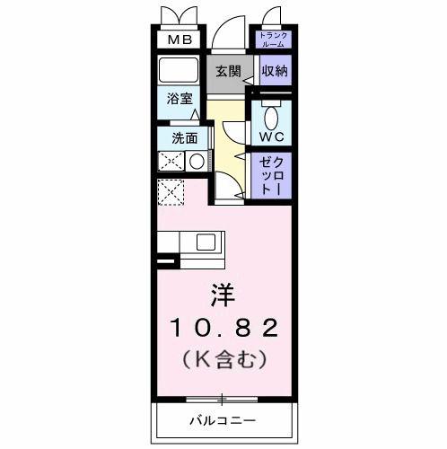ジュネス(1K/2階)の間取り写真