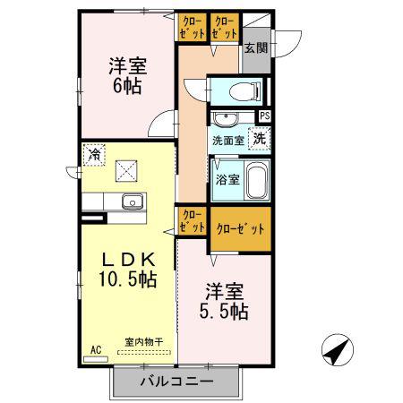 エクセレージュ彦島(2LDK/1階)の間取り写真