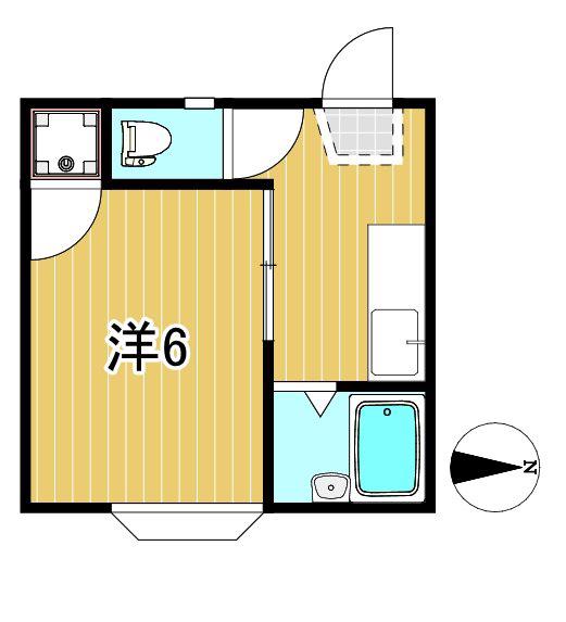 ハイツR&Y大みかA(1K/2階)の間取り写真