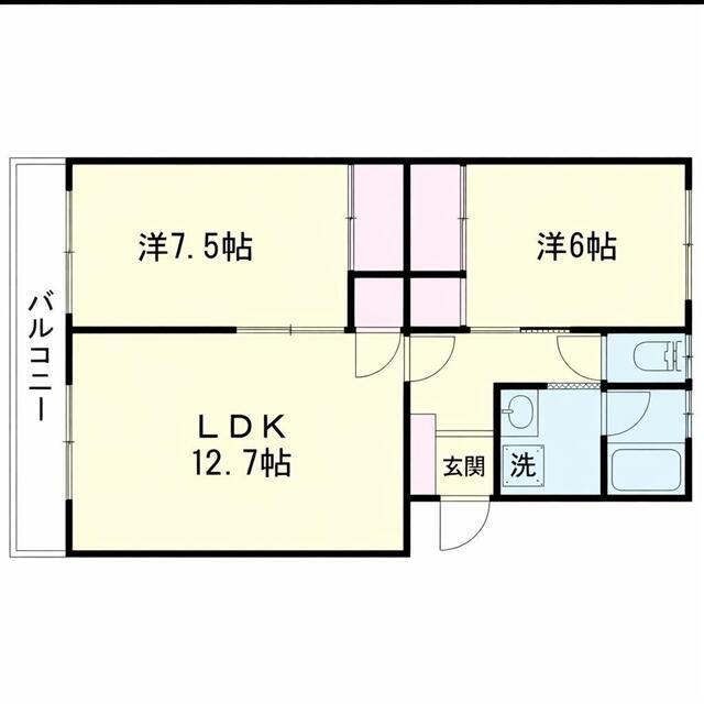 メゾンベルウェル(2LDK/3階)の間取り写真