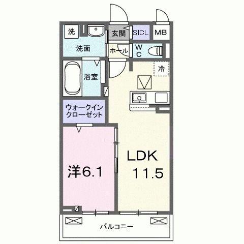 メゾン アイランド(1LDK/1階)の間取り写真