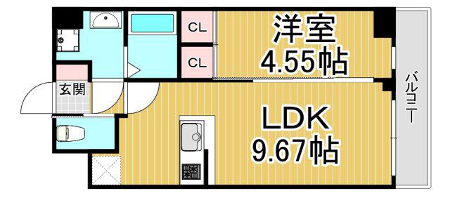 プレジオ武庫川ASIAN(1LDK/10階)の間取り写真