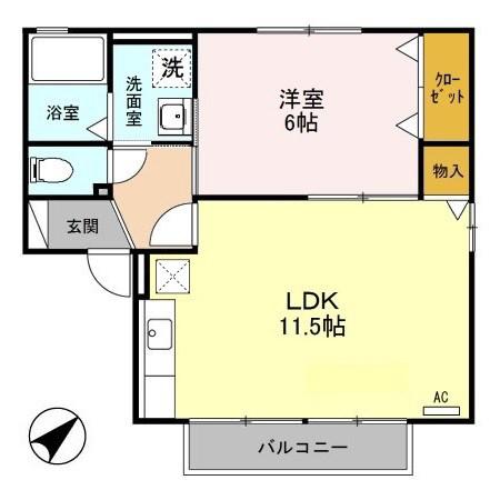 グリーンパーク木村III(1LDK/1階)の間取り写真