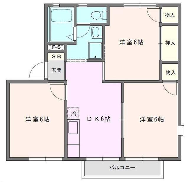 セジュール島崎B(3DK/2階)の間取り写真