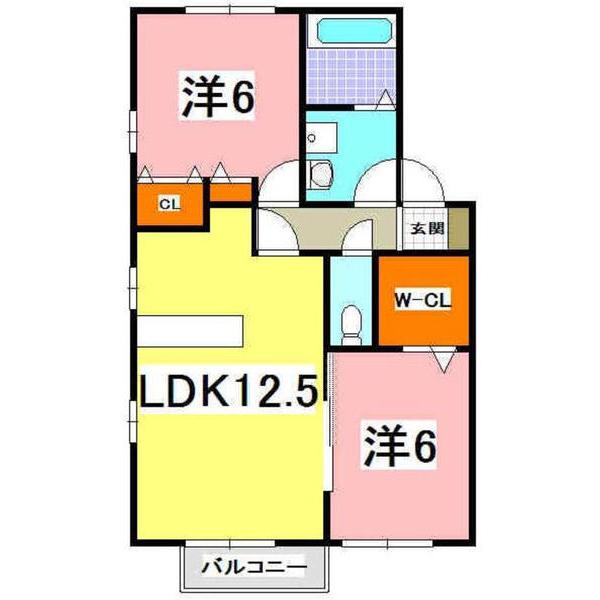 フォレスト枝吉(2LDK/2階)の間取り写真