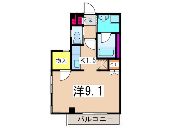クレイン壱番館(1K/2階)の間取り写真