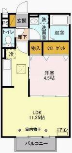 グランジュテ(1LDK/1階)の間取り写真