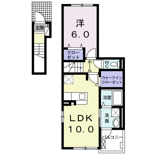 レジデンス 2番館(1LDK/2階)の間取り写真