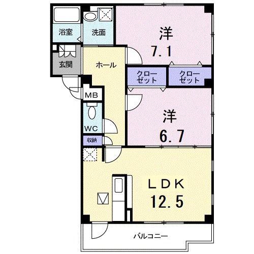 ファーストエステート(2LDK/1階)の間取り写真