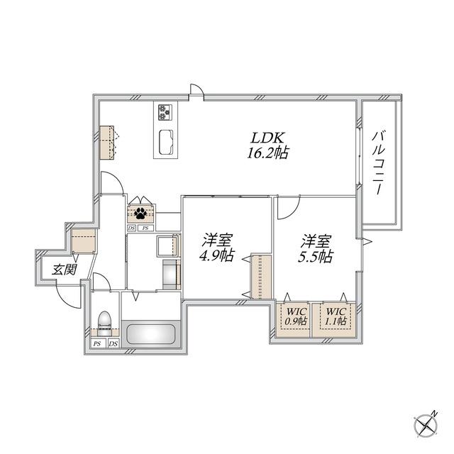 EMINENCE イースト(2LDK/3階)の間取り写真