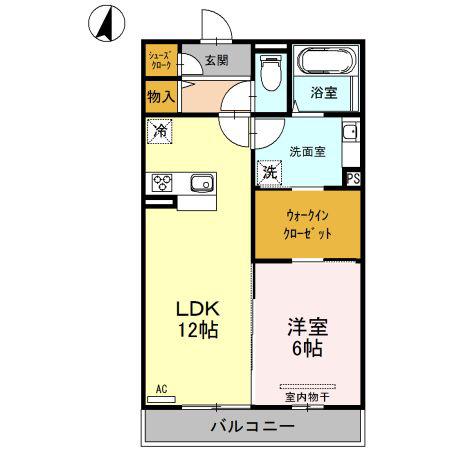 SKY TERRACE I(1LDK/3階)の間取り写真