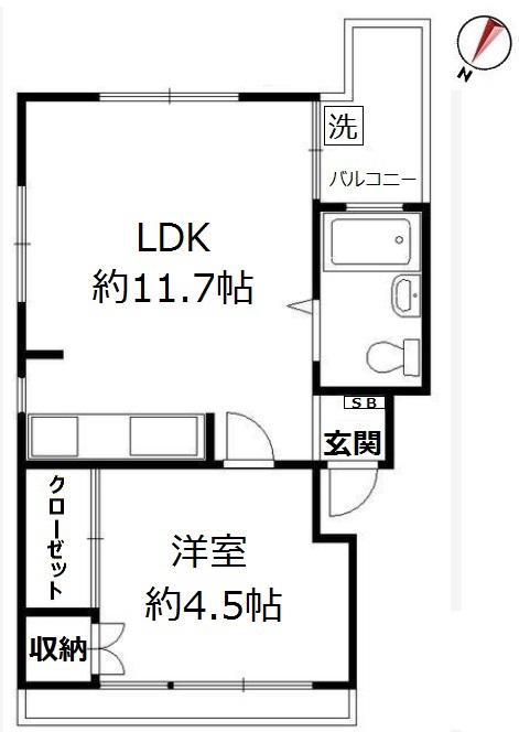 都営三田線 千石駅 徒歩5分 5階建 築50年(1LDK/2階)の間取り写真