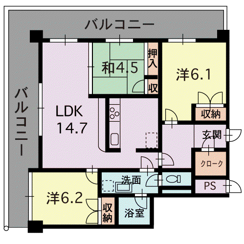ラ・ブリーズR(3LDK/5階)の間取り写真