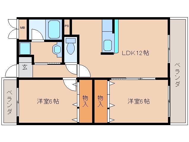 セピアコート(2LDK/3階)の間取り写真