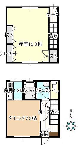 ブラウンハウス(1LDK/1階)の間取り写真