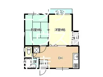 クウイーンハウス(2DK/1階)の間取り写真