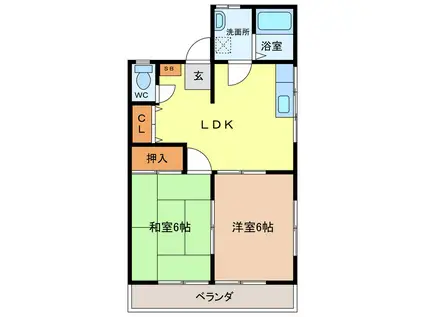 エルハイツ(2LDK/1階)の間取り写真