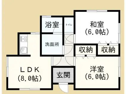 谷地川戸建て(2LDK/1階)の間取り写真