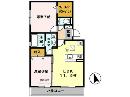 サニープレイス塩屋台(2LDK/1階)の間取り写真