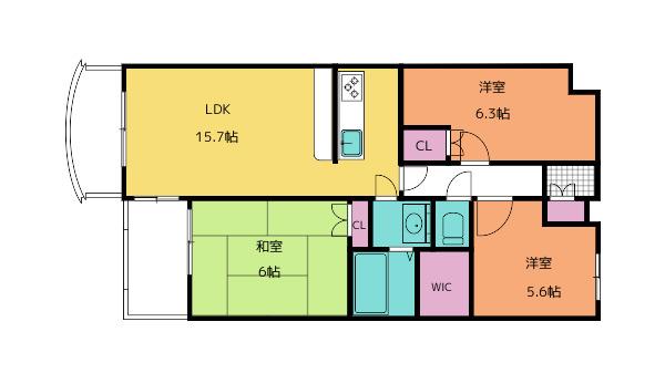 フィールド・サン(3LDK/1階)の間取り写真