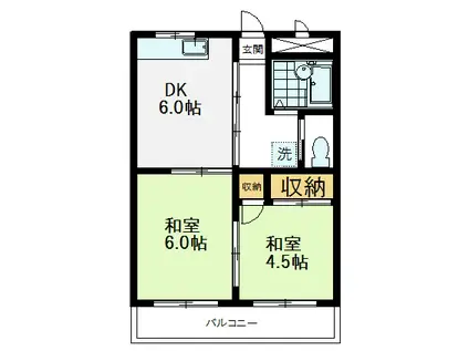 コーポ白樺(2DK/3階)の間取り写真