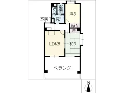 サンファミリア長久手II(2DK/5階)の間取り写真