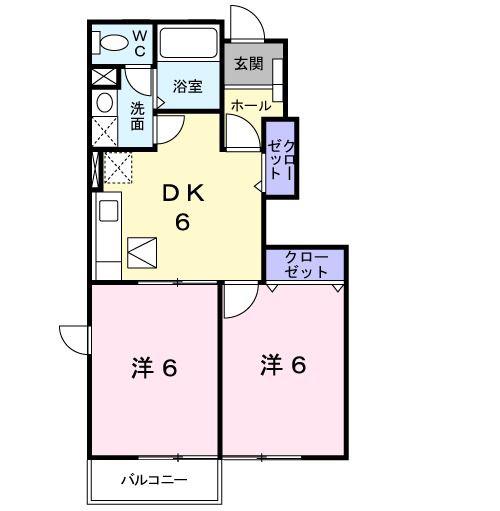 ノーヴァ壱番館(2DK/1階)の間取り写真