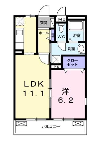 アミティエI(1LDK/1階)の間取り写真