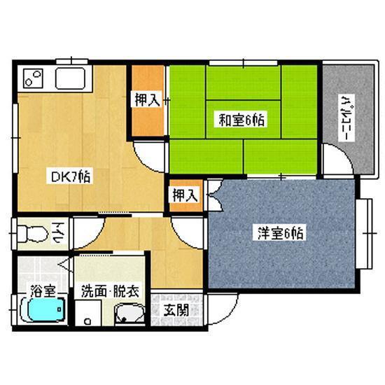 エトワール弓井(2DK/1階)の間取り写真