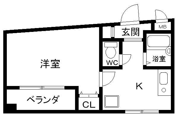 ピアパーク荘内(1DK/2階)の間取り写真