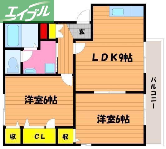 バリュージュ21 B棟(2DK/1階)の間取り写真