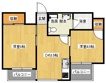グリーンハイツ多田(2DK/3階)の間取り写真