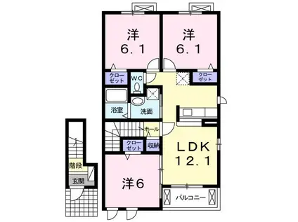 ネオ・レジデンスA(3LDK/2階)の間取り写真