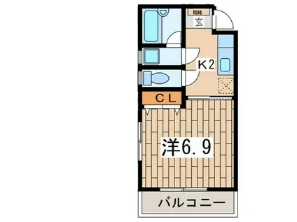 クレイン弐番館(1K/2階)の間取り写真