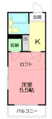 ピュアタウン落合(1K/2階)の間取り写真