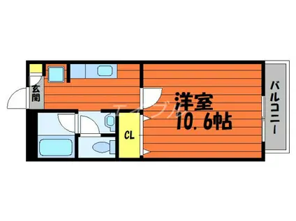 JRBハイツ倉敷駅前(1K/3階)の間取り写真